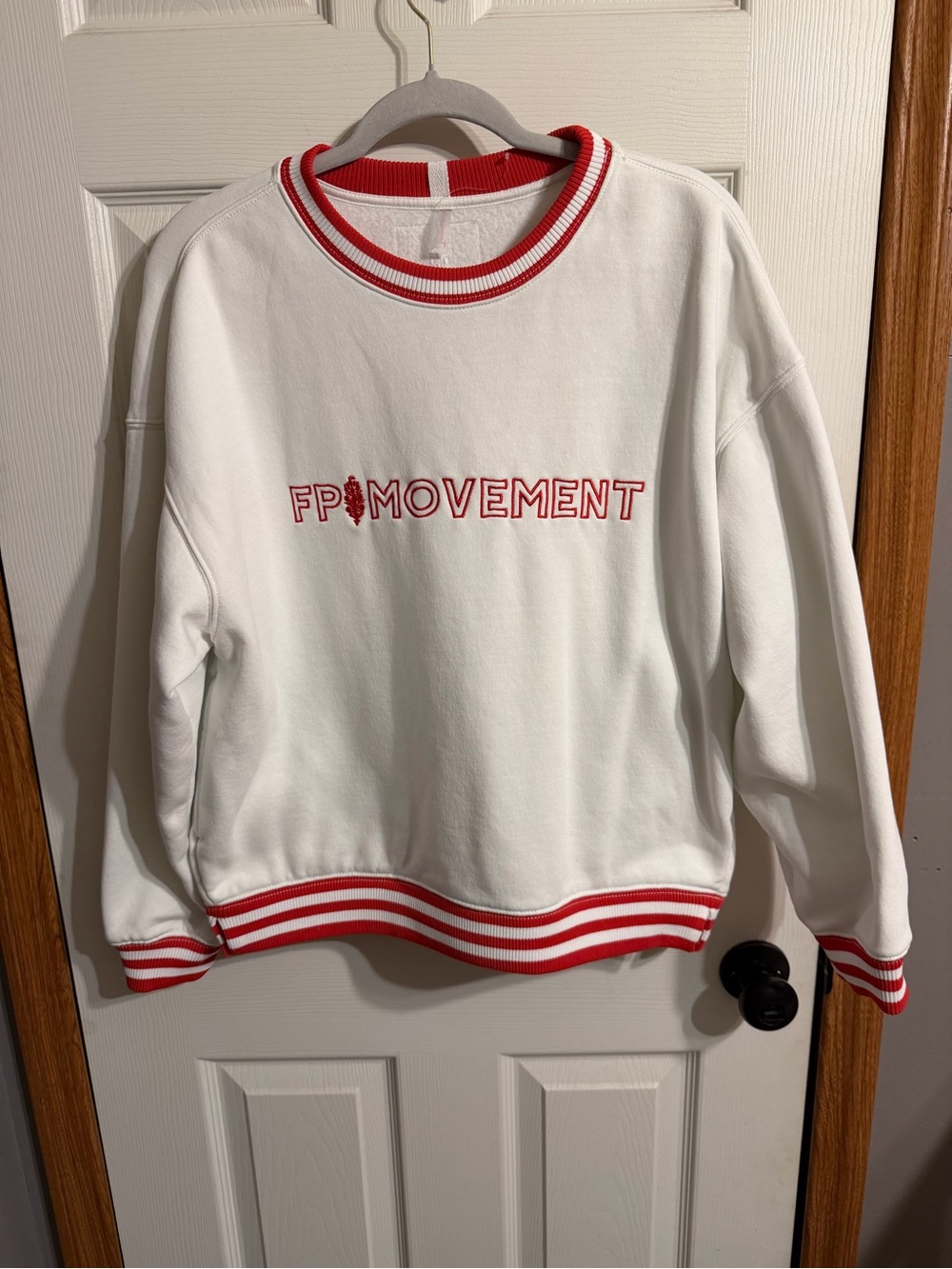 FP Movement by Free People Blue Crewneck Sweatshirt with White Stripes sold out - Picture 2 of 6